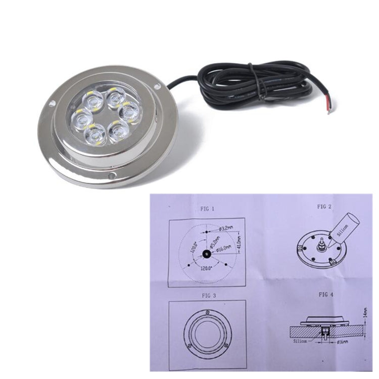 DC 10-30V 12W IP68 316 Stainless 6 LEDs White Light Underwater Light Boat High Power Bright for Marine / Yacht - Marine Accessories & Parts by buy2fix | Online Shopping UK | buy2fix