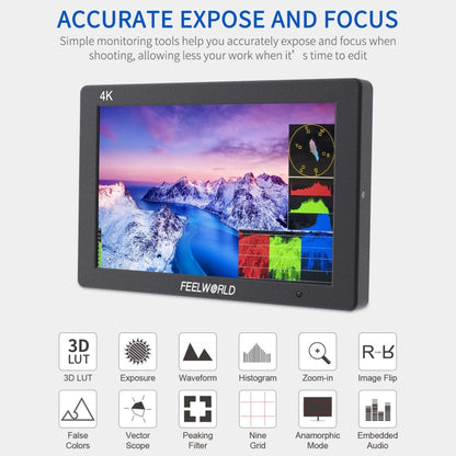 FEELWORLD T7 PLUS 7 inch 3D LUT DSLR Camera Field Monitor with Waveform 4K HDMI Aluminum Housing (Black) - On-camera Monitors by FEELWORLD | Online Shopping UK | buy2fix