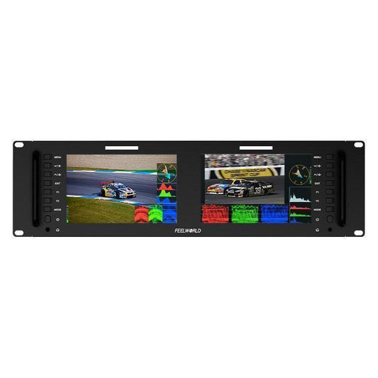 FEELWORLD D71 PLUS Dual 7 inch 3RU Rackmount Monitor 4K HDMI SDI 1920 x 1200 IPS Monitor (EU Plug) - On-camera Monitors by FEELWORLD | Online Shopping UK | buy2fix