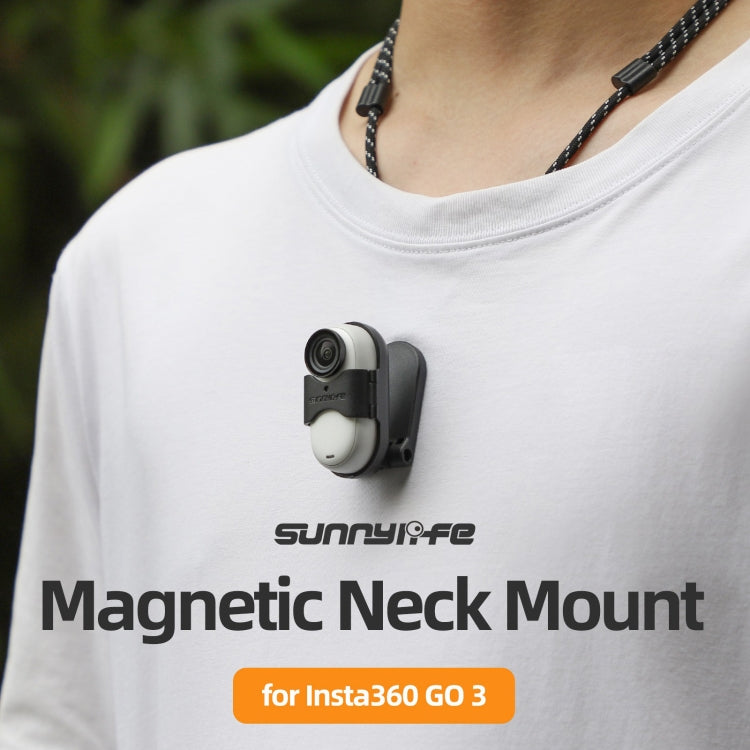 For Insta360 GO 3 Sunnylife Magnetic Neck Mount Chest Body Camera Necklace Lanyard POV Vlog Holder (Black) - Holder by Sunnylife | Online Shopping UK | buy2fix