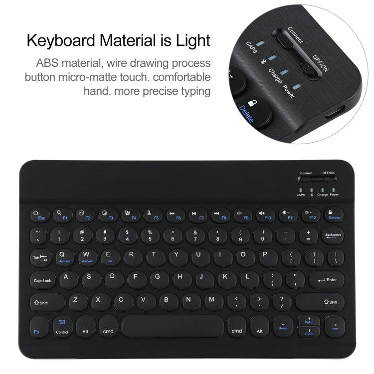 Universal Round Keys Detachable Bluetooth Keyboard + Leather Tablet Case without Touchpad for iPad 9-10 inch, Specification:Black Keyboard(Black) - Universal by buy2fix | Online Shopping UK | buy2fix