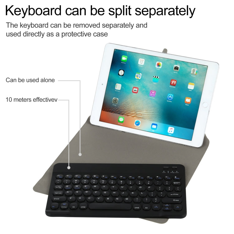 Universal Round Keys Detachable Bluetooth Keyboard + Leather Tablet Case without Touchpad for iPad 9-10 inch, Specification:Black Keyboard(Gold) - Universal by buy2fix | Online Shopping UK | buy2fix