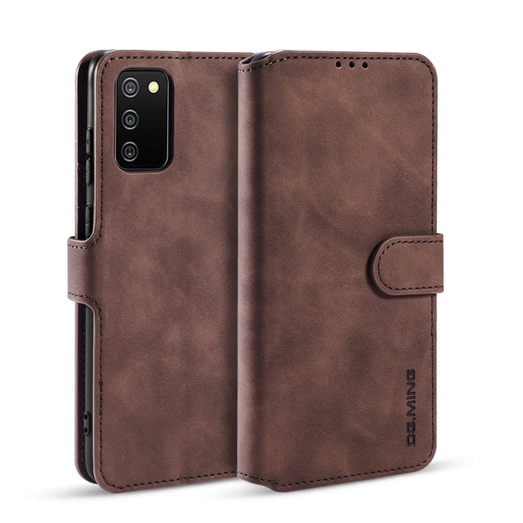 For samsung Galaxy A02s DG.MING Retro Oil Side Horizontal Flip Leather Case with Holder & Card Slots & Wallet(coffee) - Galaxy Phone Cases by DG.MING | Online Shopping UK | buy2fix