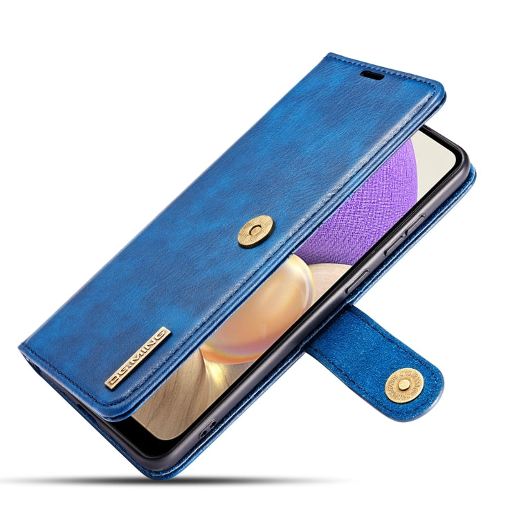 For Samsung Galaxy A32 5G DG.MING Crazy Horse Texture Flip Detachable Magnetic Leather Case with Holder & Card Slots & Wallet(Blue) - Galaxy Phone Cases by DG.MING | Online Shopping UK | buy2fix