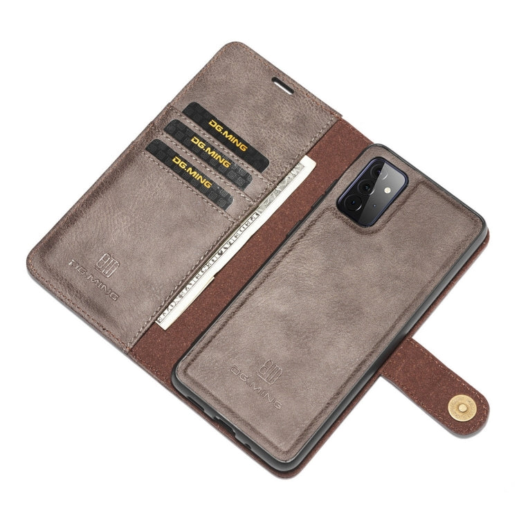 For Samsung Galaxy A72 5G / 4G DG.MING Crazy Horse Texture Flip Detachable Magnetic Leather Case with Holder & Card Slots & Wallet(Grey) - Galaxy Phone Cases by DG.MING | Online Shopping UK | buy2fix