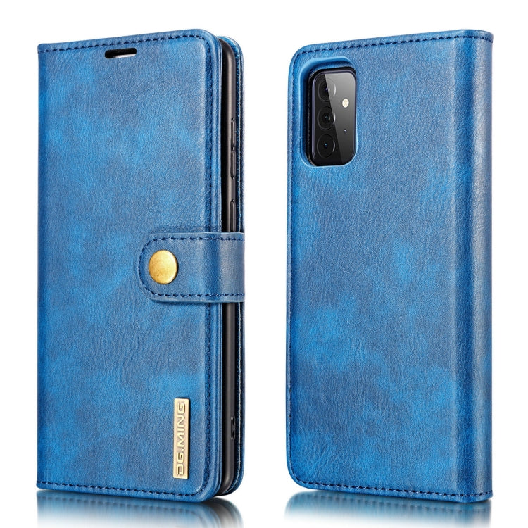 For Samsung Galaxy A72 5G / 4G DG.MING Crazy Horse Texture Flip Detachable Magnetic Leather Case with Holder & Card Slots & Wallet(Blue) - Galaxy Phone Cases by DG.MING | Online Shopping UK | buy2fix