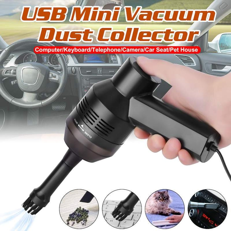 HK-6019D Portable Household Car Handheld Mini USB Vacuum Cleaner Dust Collector Cleaning Tools(Black) - Handheld Cleaner & Mops by buy2fix | Online Shopping UK | buy2fix