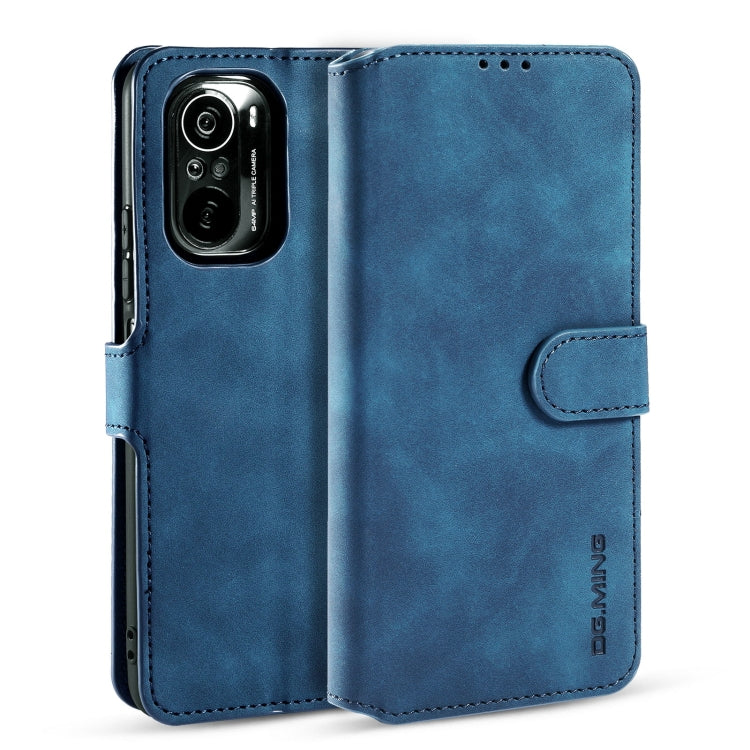 For Xiaomi Redmi K40 DG.MING Retro Oil Side Horizontal Flip Leather Case with Holder & Card Slots & Wallet(Blue) - Xiaomi Cases by DG.MING | Online Shopping UK | buy2fix