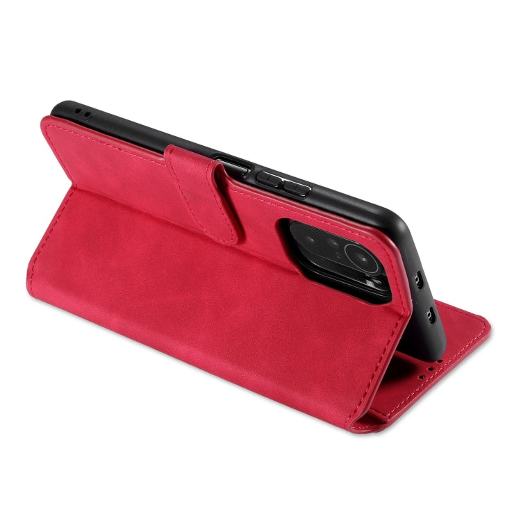 For Xiaomi Redmi K40 DG.MING Retro Oil Side Horizontal Flip Leather Case with Holder & Card Slots & Wallet(Red) - Xiaomi Cases by DG.MING | Online Shopping UK | buy2fix