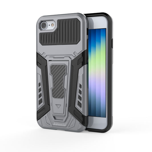 For iPhone SE 2022 / SE 2020 / 8 / 7 War Chariot Series Armor All-inclusive Shockproof PC + TPU Protective Case with Invisible Holder(Grey) - iPhone SE 2022 / 2020 / 8 / 7 Cases by buy2fix | Online Shopping UK | buy2fix