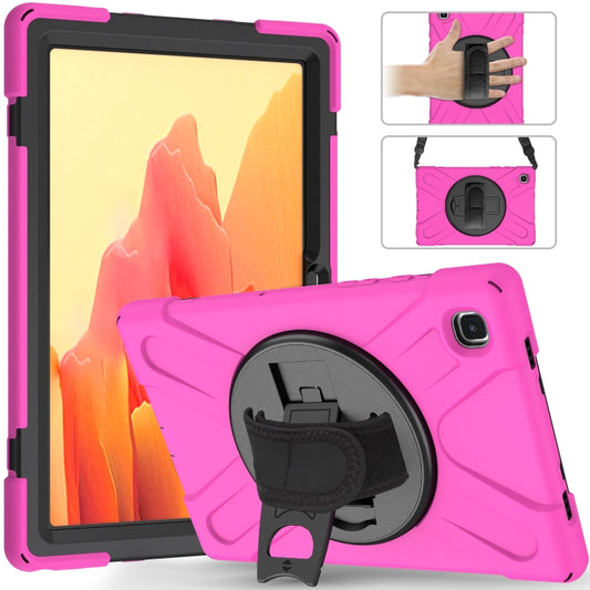 For Samsung Galaxy Tab A7 10.4 2020 T500 / T505 Shockproof Colorful Silicone + PC Protective Case with Holder & Shoulder Strap & Hand Strap(Rose Red) - Other Galaxy Tab PC by buy2fix | Online Shopping UK | buy2fix