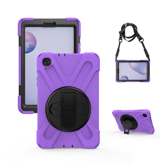 For Samsung Galaxy Tab A 8.4 2020 T307U Shockproof Colorful Silicone + PC Protective Case with Holder & Shoulder Strap & Hand Strap(Purple) - Tab A 8.4 (2020) by buy2fix | Online Shopping UK | buy2fix