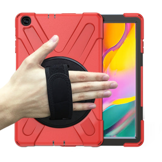 For Samsung Galaxy Tab A 10.1 (2019) T515 / T510 Shockproof Colorful Silicone + PC Protective Case with Holder & Shoulder Strap & Hand Strap(Red) - Tab A 10.1 (2019) T510 / T515 by buy2fix | Online Shopping UK | buy2fix