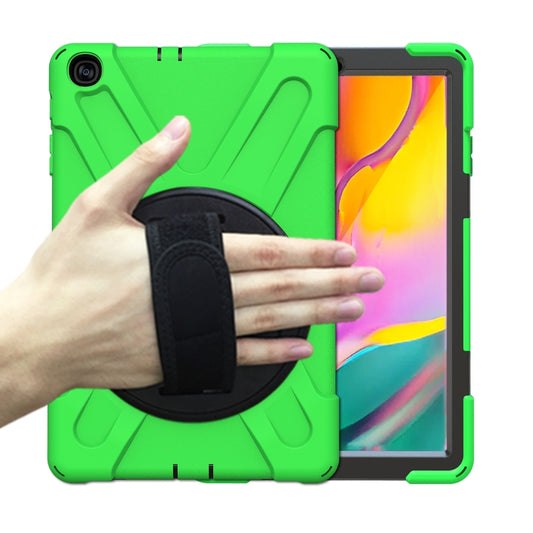 For Samsung Galaxy Tab A 10.1 (2019) T515 / T510 Shockproof Colorful Silicone + PC Protective Case with Holder & Shoulder Strap & Hand Strap(Green) - Tab A 10.1 (2019) T510 / T515 by buy2fix | Online Shopping UK | buy2fix