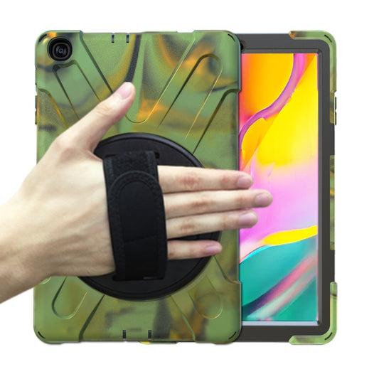 For Samsung Galaxy Tab A 10.1 (2019) T515 / T510 Shockproof Colorful Silicone + PC Protective Case with Holder & Shoulder Strap & Hand Strap(Camouflage) - Tab A 10.1 (2019) T510 / T515 by buy2fix | Online Shopping UK | buy2fix