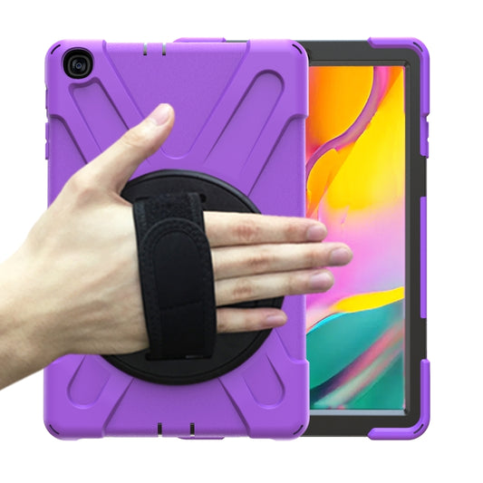 For Samsung Galaxy Tab A 10.1 (2019) T515 / T510 Shockproof Colorful Silicone + PC Protective Case with Holder & Shoulder Strap & Hand Strap(Purple) - Tab A 10.1 (2019) T510 / T515 by buy2fix | Online Shopping UK | buy2fix