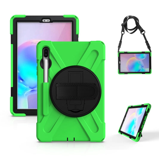 For Samsung Galaxy Tab S6 10.5 inch T860 / T865 Shockproof Colorful Silicone + PC Protective Case with Holder & Shoulder Strap & Hand Strap & Pen Slot(Green) - Tab S6 10.5 T860 / T865 by buy2fix | Online Shopping UK | buy2fix