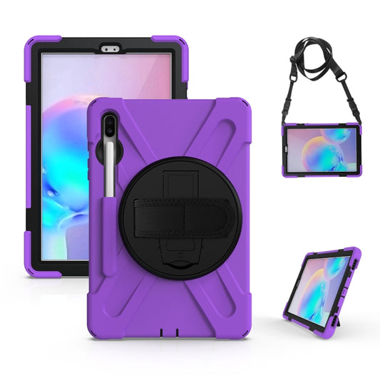 For Samsung Galaxy Tab S6 10.5 inch T860 / T865 Shockproof Colorful Silicone + PC Protective Case with Holder & Shoulder Strap & Hand Strap & Pen Slot(Purple) - Tab S6 10.5 T860 / T865 by buy2fix | Online Shopping UK | buy2fix