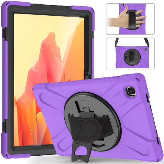 For Samsung Galaxy Tab A7 10.4 2020 T500 / T505 Shockproof Colorful Silicone + PC Protective Case with Holder & Shoulder Strap & Hand Strap & Screen Protector(Purple) - Other Galaxy Tab PC by buy2fix | Online Shopping UK | buy2fix