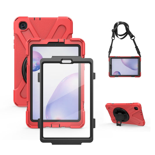 For Samsung Galaxy Tab A 8.4 2020 T307U Shockproof Colorful Silicone + PC Protective Case with Holder & Shoulder Strap & Hand Strap & Screen Protector(Red) - Tab A 8.4 (2020) by buy2fix | Online Shopping UK | buy2fix