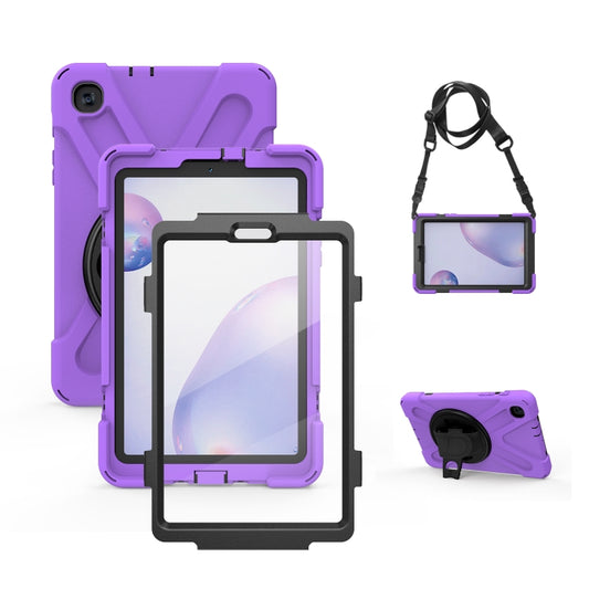 For Samsung Galaxy Tab A 8.4 2020 T307U Shockproof Colorful Silicone + PC Protective Case with Holder & Shoulder Strap & Hand Strap & Screen Protector(Purple) - Tab A 8.4 (2020) by buy2fix | Online Shopping UK | buy2fix