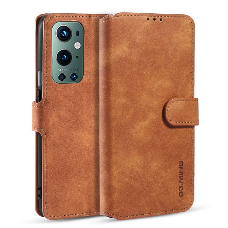 For OnePlus 9 Pro DG.MING Retro Oil Side Horizontal Flip Leather Case with Holder & Card Slots & Wallet(Brown) - OnePlus Cases by DG.MING | Online Shopping UK | buy2fix