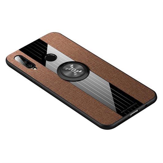 For Huawei nova 4e XINLI Stitching Cloth Textue Shockproof TPU Protective Case with Ring Holder(Brown) - Huawei Cases by XINLI | Online Shopping UK | buy2fix