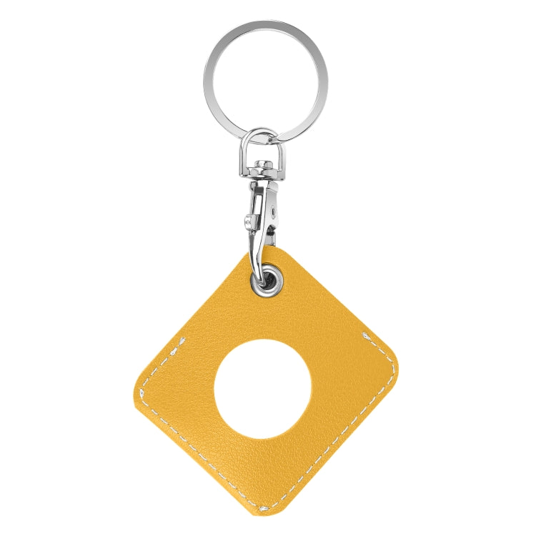 Square PU Leather Case Shockproof Anti-scratch Protective Cover with Keychain Ring Loop For AirTag(Yellow) - Key Chain Series by MOMAX | Online Shopping UK | buy2fix