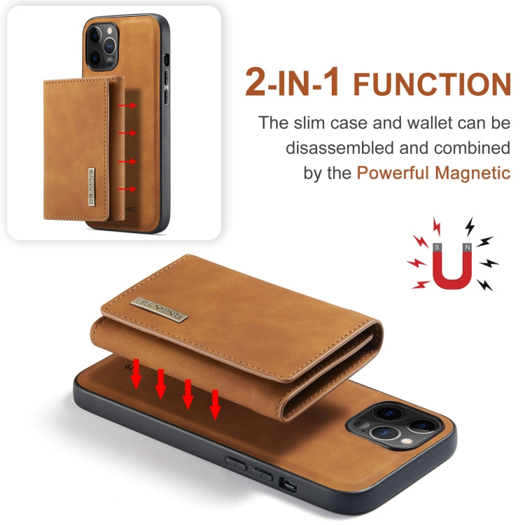 For iPhone 12 Pro Max DG.MING M1 Series 3-Fold Multi Card Wallet + Magnetic Back Cover Shockproof Case with Holder Function(Brown) - iPhone 12 Pro Max Cases by DG.MING | Online Shopping UK | buy2fix