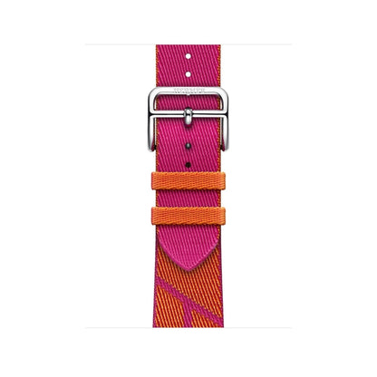 Two-color Nylon Braid Watch Band For Apple Watch Ultra 49mm&Watch Ultra 2 49mm / Series 9&8&7 45mm / SE 3&SE 2&6&SE&5&4 44mm / 3&2&1 42mm(Orange+Pink) - Watch Bands by buy2fix | Online Shopping UK | buy2fix