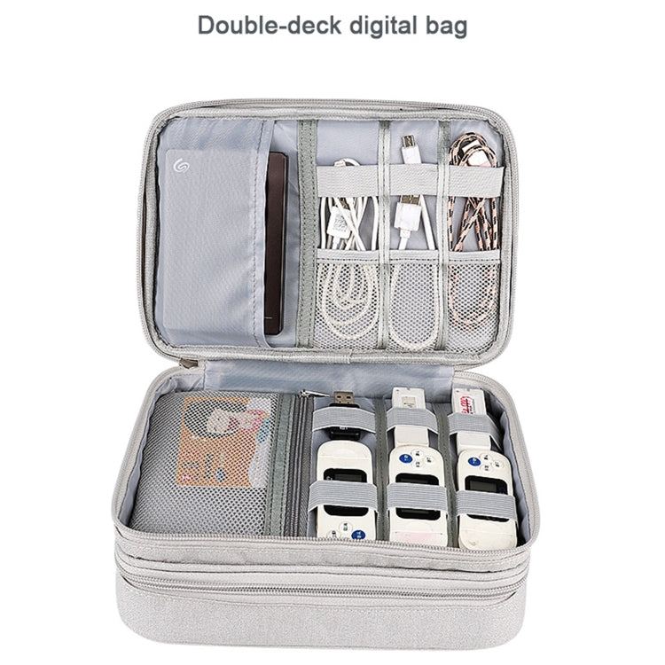 SM02S Double-layer Multifunctional Digital Accessory Storage Bag(Navy Blue) - Digital Storage Bag by buy2fix | Online Shopping UK | buy2fix