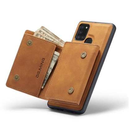 For Samsung Galaxy A21s DG.MING M1 Series 3-Fold Multi Card Wallet  Back Cover Shockproof Case with Holder Function(Brown) - Galaxy Phone Cases by DG.MING | Online Shopping UK | buy2fix