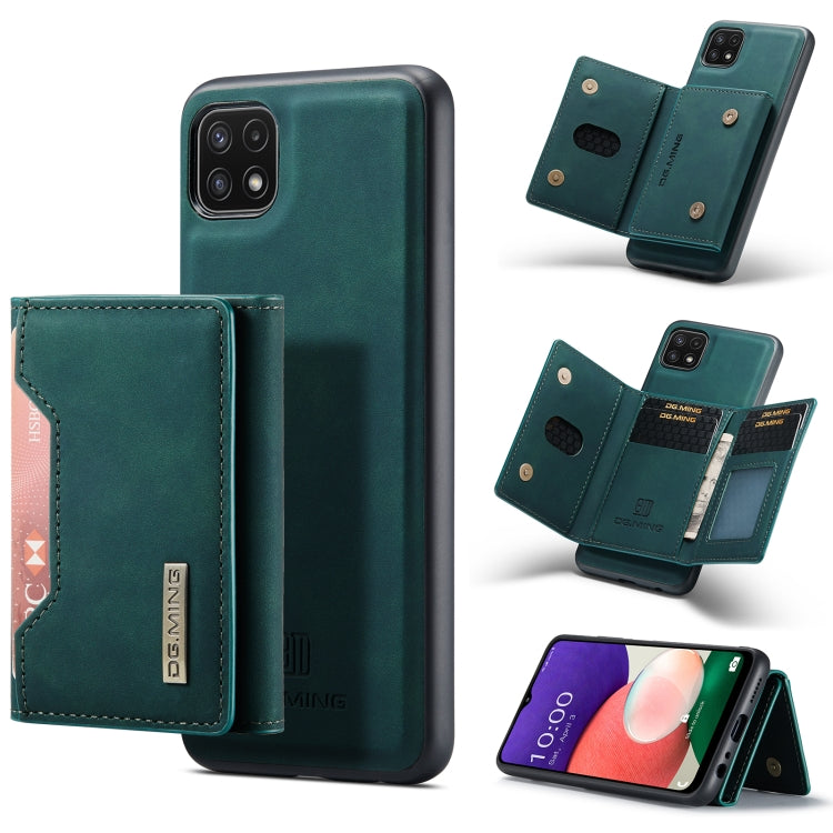 For Samsung Galaxy A22 5G DG.MING M2 Series 3-Fold Multi Card Bag Back Cover Shockproof Case with Wallet & Holder Function(Green) - Galaxy Phone Cases by DG.MING | Online Shopping UK | buy2fix