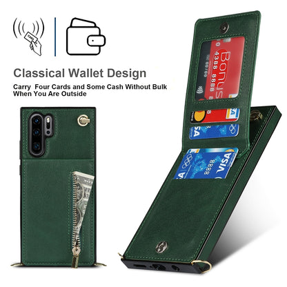 For Huawei P30 Pro Cross-body Zipper Square TPU+PU Back Cover Case with Holder & Card Slots & Wallet & Strap(Green) - Huawei Cases by buy2fix | Online Shopping UK | buy2fix