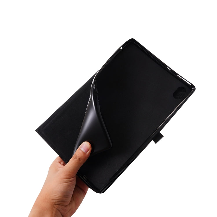 For Lenovo Tab K10 Fabric Texture Horizontal Flip TPU Leather Case with Holder(Black) - Lenovo by buy2fix | Online Shopping UK | buy2fix