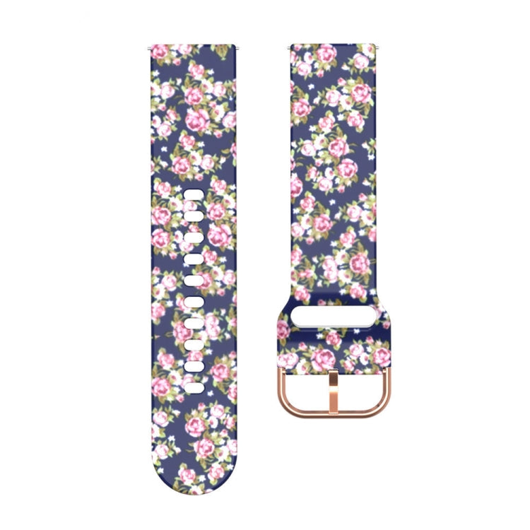 For Samsung Galaxy Watch 46mm Silicone Printing Watch Band(Blue Pink Rose) - Watch Bands by buy2fix | Online Shopping UK | buy2fix