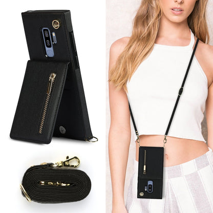 For Samsung Galaxy S9 Plus Cross-body Zipper Square TPU+PU Back Cover Case with Holder & Card Slots & Wallet & Strap(Black) - Galaxy Phone Cases by buy2fix | Online Shopping UK | buy2fix