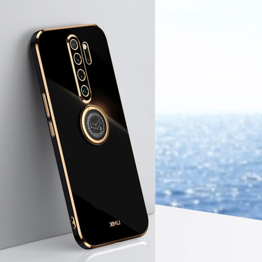 For Xiaomi Redmi Note 8 Pro XINLI Straight 6D Plating Gold Edge TPU Shockproof Case with Ring Holder(Black) - Xiaomi Cases by XINLI | Online Shopping UK | buy2fix