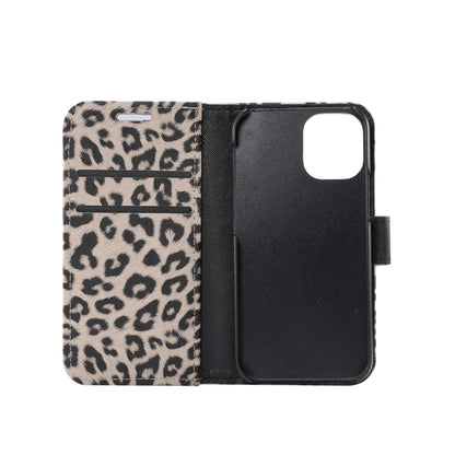 For iPhone 13 mini Leopard Pattern Horizontal Flip PC + PU Leather Case with Holder & Card Slots & Wallet (Brown) - iPhone 13 mini Cases by buy2fix | Online Shopping UK | buy2fix