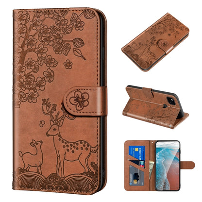 For Google Pixel 4a Sika Deer Embossing Pattern Horizontal Flip PU Leather Case with Holder & Card Slot & Wallet & Photo Frame(Brown) - Google Cases by buy2fix | Online Shopping UK | buy2fix