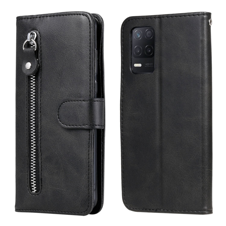 For OPPO Realme 8 5G / Realme V13 5G Fashion Calf Texture Zipper Horizontal Flip Leather Case with Stand & Card Slots & Wallet Function(Black) - Realme Cases by buy2fix | Online Shopping UK | buy2fix