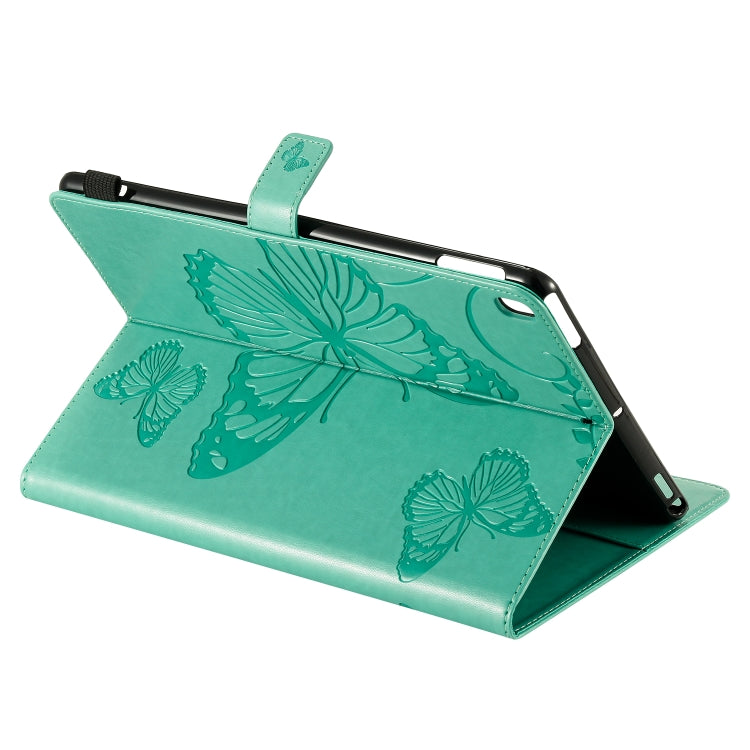 For iPad 10.2 / Pro 10.5 / Air  2019 Pressed Printing Butterfly Pattern Horizontal Flip PU Leather Case with Holder & Card Slots & Wallet & Pen Slot(Green) - iPad Air (2019) Cases by buy2fix | Online Shopping UK | buy2fix