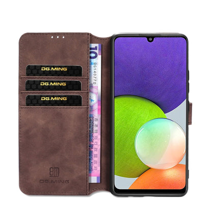 For Samsung Galaxy A22 4G DG.MING Retro Oil Side Horizontal Flip Leather Case with Holder & Card Slots & Wallet(Coffee) - Galaxy Phone Cases by DG.MING | Online Shopping UK | buy2fix