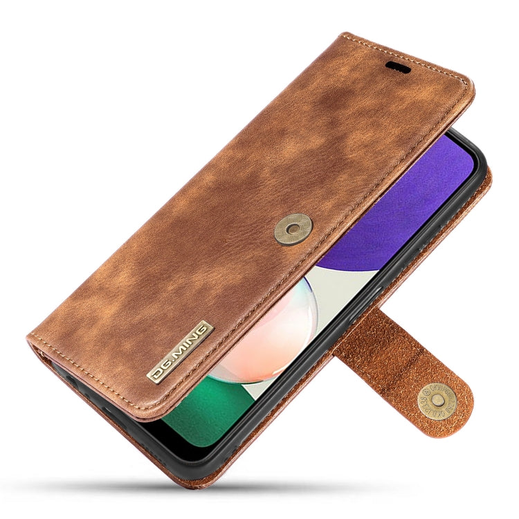 For Samsung Galaxy A22 5G DG.MING Crazy Horse Texture Flip Detachable Magnetic Leather Case with Holder & Card Slots & Wallet(Brown) - Galaxy Phone Cases by DG.MING | Online Shopping UK | buy2fix