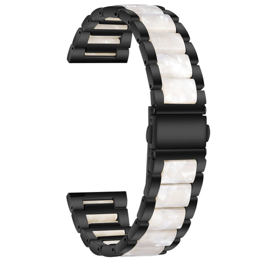 For Samsung Smart Watch 20mm Three-beads Steel + Resin Watch Band(Black White) - Watch Bands by buy2fix | Online Shopping UK | buy2fix