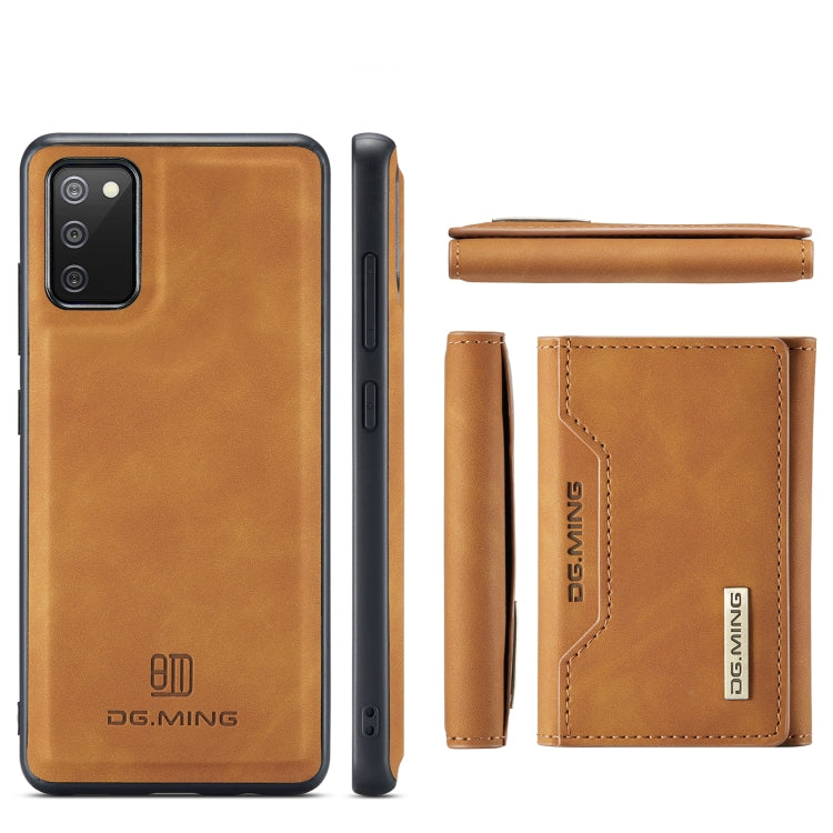 For Samsung Galaxy A02s DG.MING M2 Series 3-Fold Multi Card Bag Back Cover Shockproof Case with Wallet & Holder Function(Brown) - Galaxy Phone Cases by DG.MING | Online Shopping UK | buy2fix