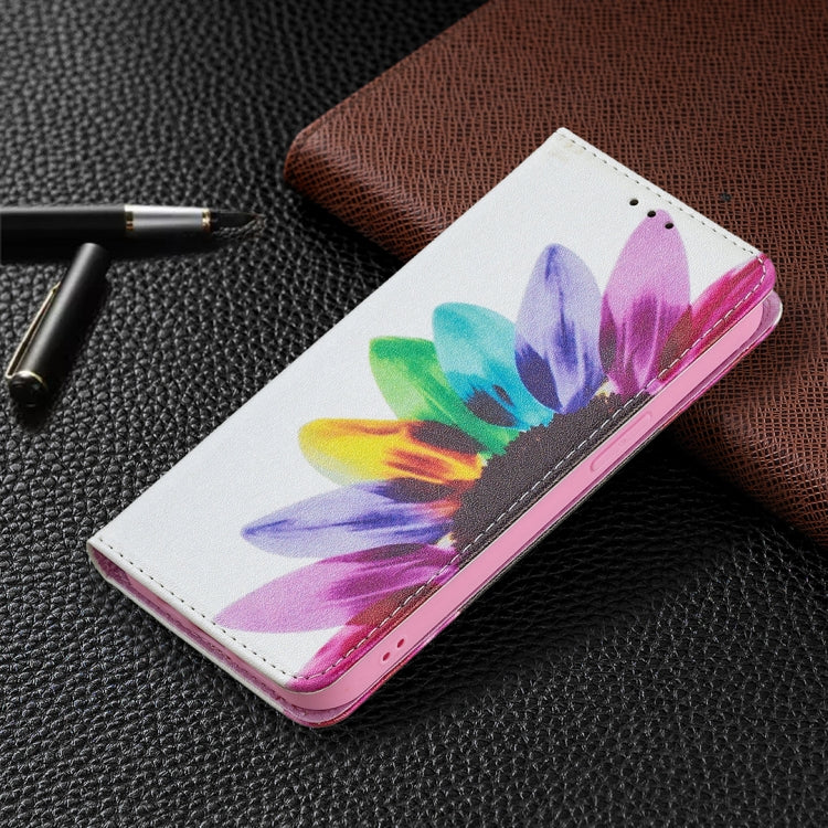 For iPhone 13 Pro Colored Drawing Pattern Invisible Magnetic Horizontal Flip PU Leather Case with Holder & Card Slots & Wallet (Sun Flower) - iPhone 13 Pro Cases by buy2fix | Online Shopping UK | buy2fix