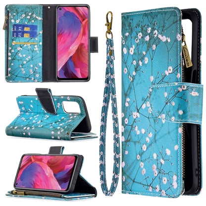 For OPPO A74 5G/A93 5G/A54 5G Colored Drawing Pattern Zipper Horizontal Flip Leather Case with Holder & Card Slots & Wallet(Plum Blossom) - OPPO Cases by buy2fix | Online Shopping UK | buy2fix