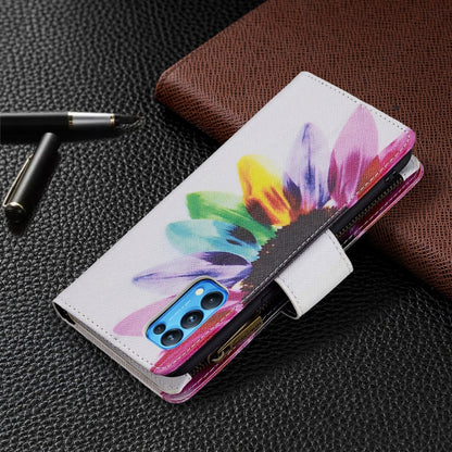 For OPPO Reno5 5G Colored Drawing Pattern Zipper Horizontal Flip Leather Case with Holder & Card Slots & Wallet(Sun Flower) - OPPO Cases by buy2fix | Online Shopping UK | buy2fix