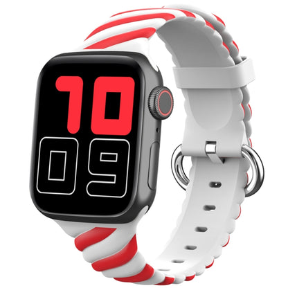 Two-color Twist Silicone Watch Band For Apple Watch Series 9&8&7 41mm / SE 3&SE 2&6&SE&5&4 40mm / 3&2&1 38mm(Red White) - Watch Bands by buy2fix | Online Shopping UK | buy2fix